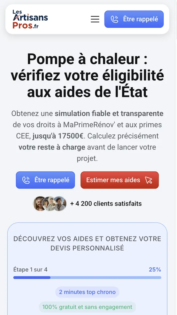 Landing page dédiée aux aides